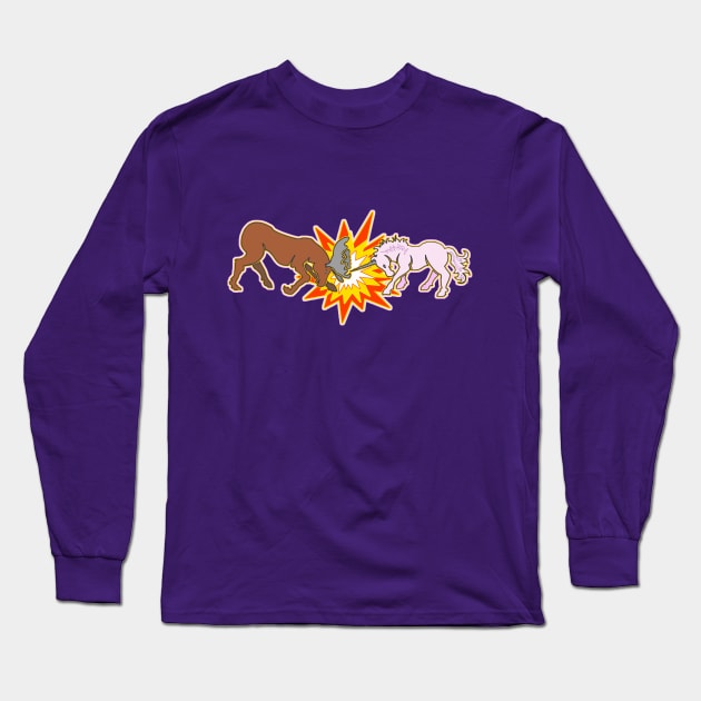 Moose vs. Unicorn Long Sleeve T-Shirt by saitken